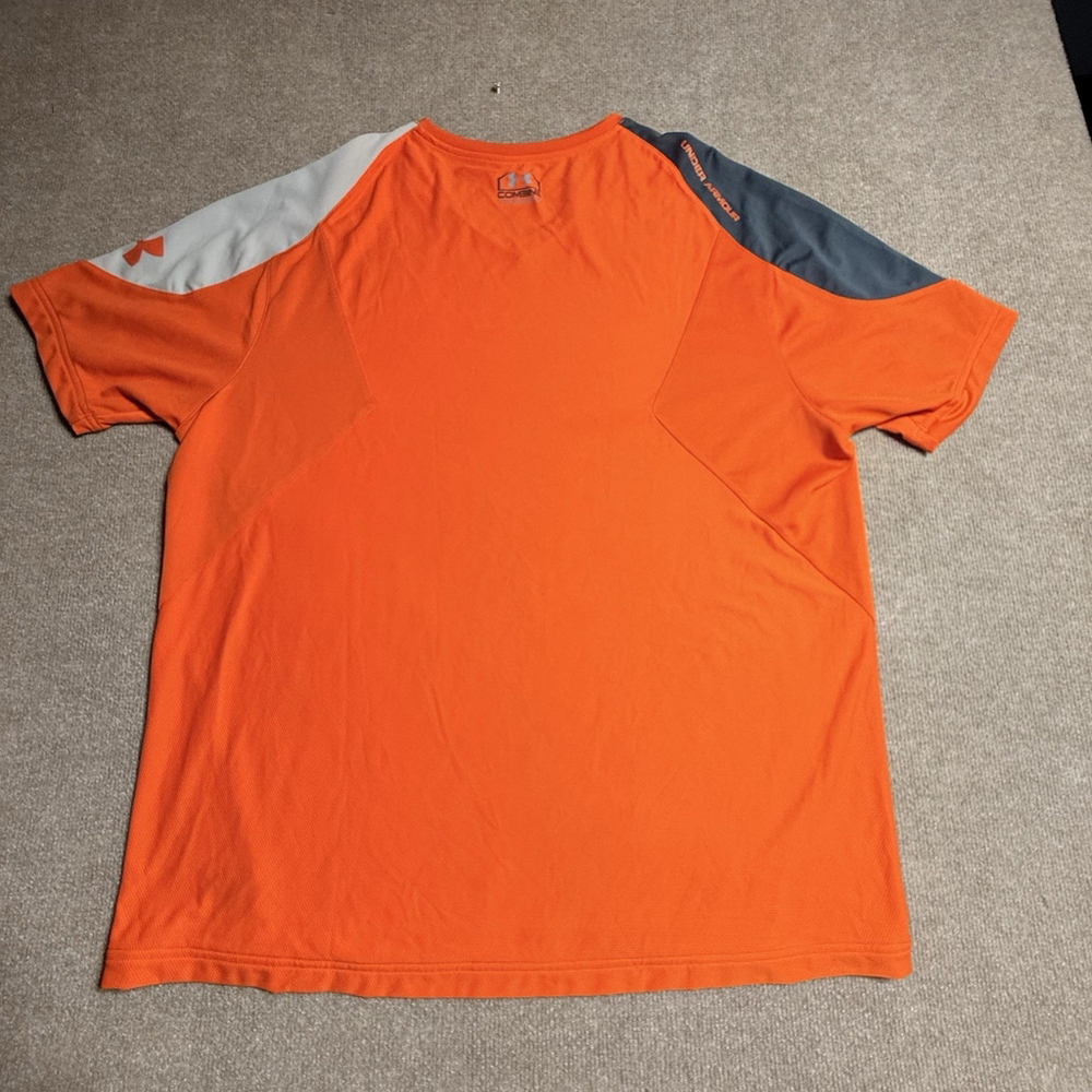 Under Armour Shirt Mens 3XL Orange Combine Training HeatGear V-Neck Gym Tee - Picture 10 of 16